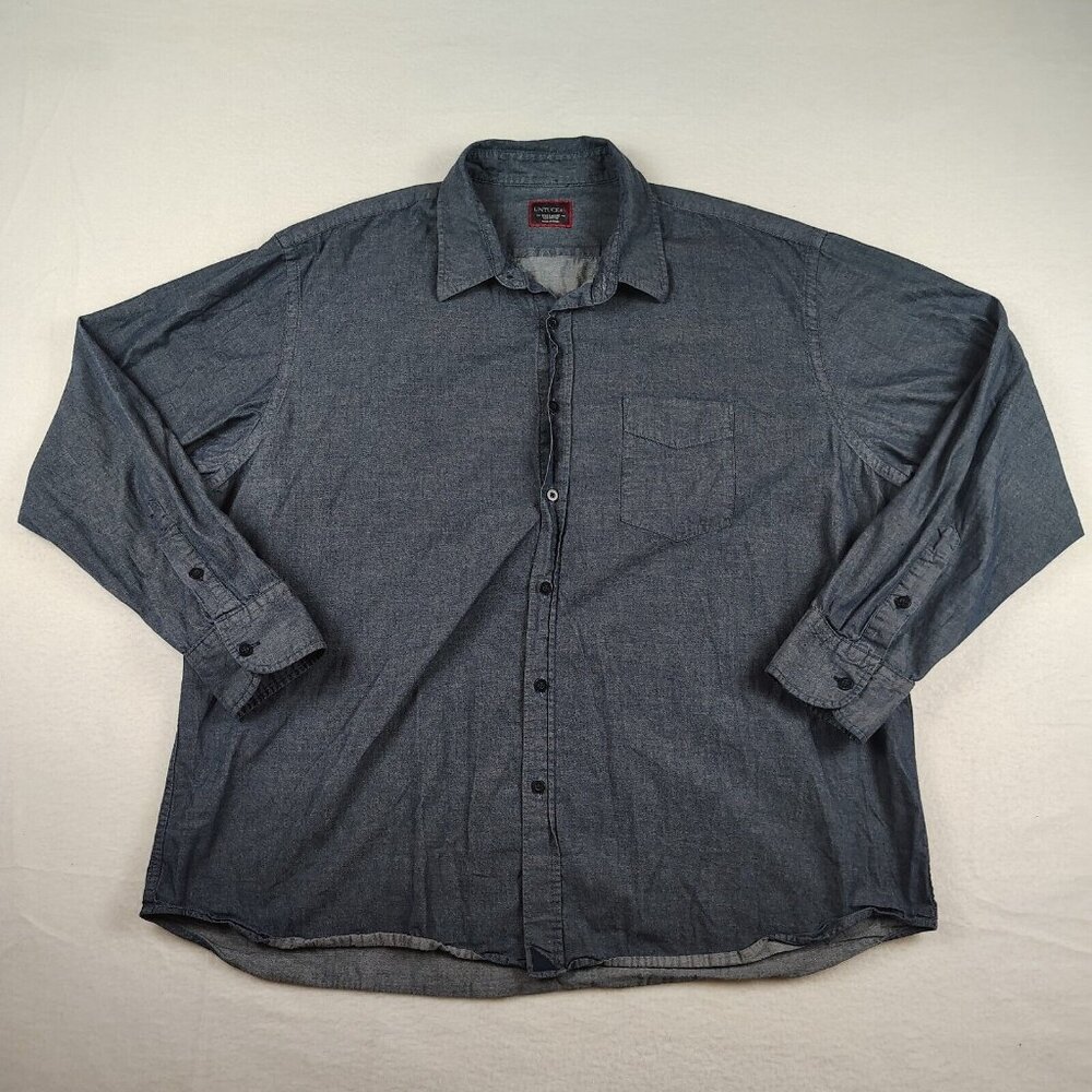 UNTUCKit Cotton Shirt Blue Weave Pattern Mens 3XL